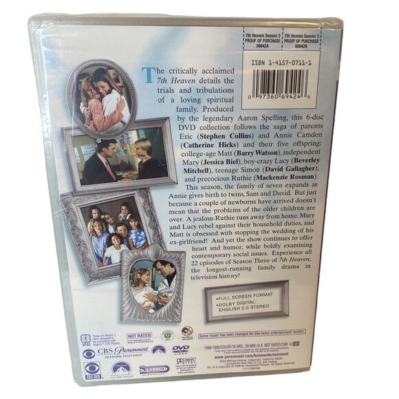 7th Heaven The Third Season (DVD, 1998) Sealed- New Catherine Hicks Jessica Biel - Picture 2 of 2